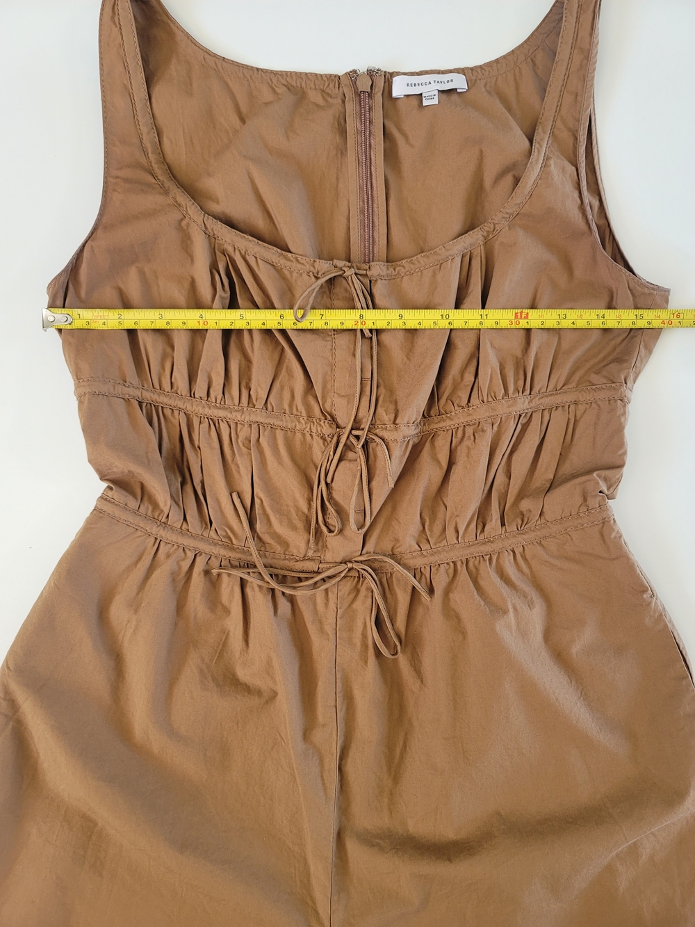Rebecca Taylor Cotton Poplin Sleeveless Romper Brown Romper Ties Size 2 - Picture 5 of 8